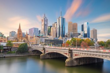 Panorama,View,Of,Melbourne,City,Skyline,At,Twilight,In,Australia